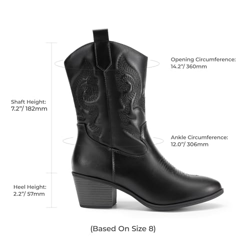 Image of DREAM PAIRS Mid Calf Cowboy Cowgirl Boots for Women