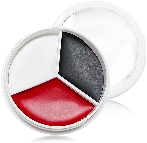 WENJLYJ Clown Black White Red Face Body Paint Makeup,Waterproof Halloween Face Paint Professional Joker Black White Red Clown Wheel for Cosplay Halloween SFX Joker Zombie Makeup Kit