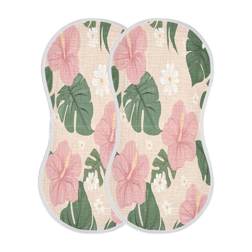 Tropical Flowers Burp Cloths Cotton Baby Washcloths,Large 22x11in Burping Cloth Absorbent and Soft for Newborn Baby Boys and Girls,2 Pack2