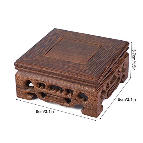 Wooden Square Vase Base, Retro Rustic Square Wooden Base Small Pedestal Vase Display Holder - Image 3