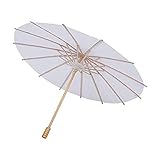 Materiel: Papier,Bambou Chinois en Bambou Parasol Parapluie,Vennisa Blanc Mariage Tournage Parasol Fait à La Main Ombrelle Mariage Parasol Mariage Décor Danse Photo Cosplay Prop (Blanc, 28CM)