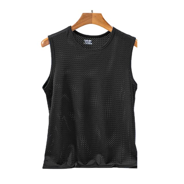 T-Shirt Homme Gilet De Soie De Glace Idéal Pour L'Été Noir 2XL