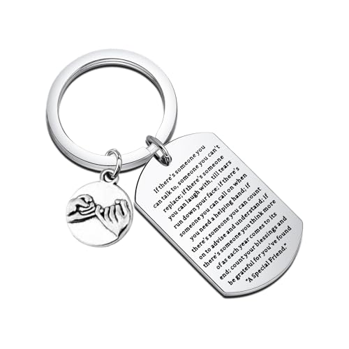 Presentes de Amizade Chaveiro Presente para Amigo Bff Bestie Presentes de Aniversário Pinky Promise Chaveiro Amizade Chaveiro, Prata., G