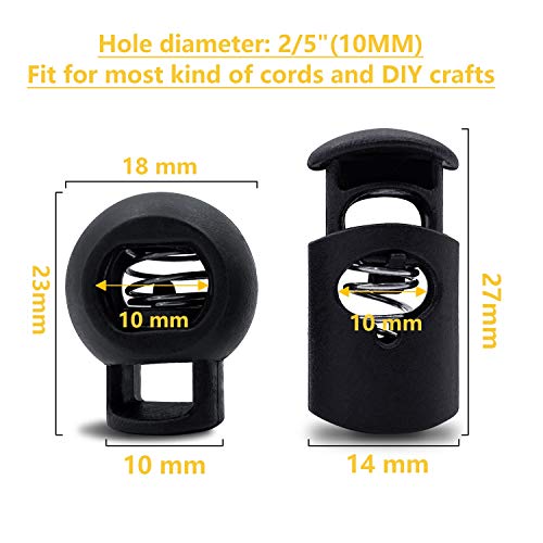 60 Pcs Plastic Cord Locks For Drawstrings Black End Spring Stop Toggle Stopper For Shoelaces Mask Adjuster Paracord Clips Backpack Bags Clothing #TOP1