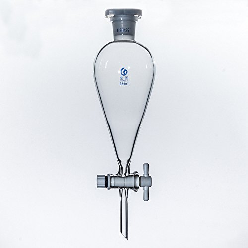 Embudo separador de cristal en forma de pera, embudo separador de laboratorio, cristal de borosilicato, embudo separador, química, equipo de 3, vidrio de borosilicato, 2000 ml, 29 juntas