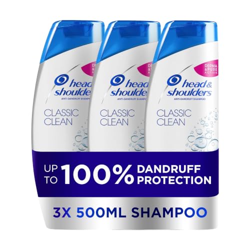 Head & Shoulders Classic Clean Shampoo Multipack, Anti Dundruff, (3 x 500 ml) SAVINGS PACK, Dandruff Scalp Treatment, Paraben-free, Clinically-proven Deep Clean, 1,5l