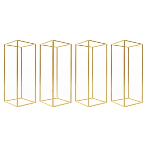 lousriyy 4 soportes para flores, 24 x 24 x 60 cm, color dorado, jarrones para bodas, centros de mesa rectangulares, soporte para flores de boda, soporte para plantas, soporte de columna, soporte