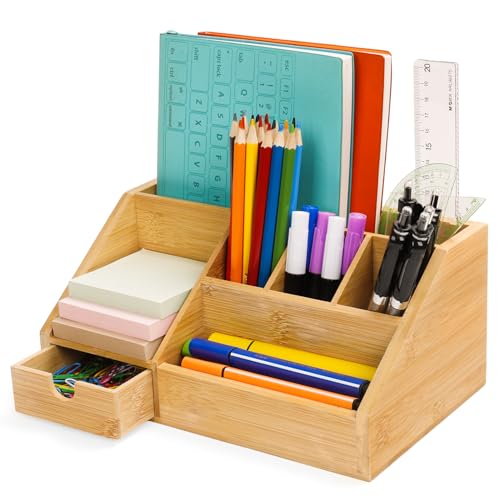 Relaxdays Schreibtisch Organizer Bambus, 7 Fächer, Kabelmulde, Stiftablage, Halterung für Smartphone und Tablet, natur Relaxdays Schreibtisch Organizer Bambus, 7 Fächer, Kabelmulde, Stiftablage, Halterung für Smartphone und Tablet, natur