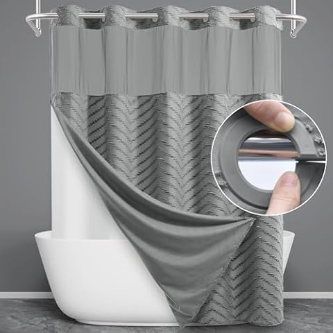 WONICY No Hook Shower Curtain Set with Liner Cover