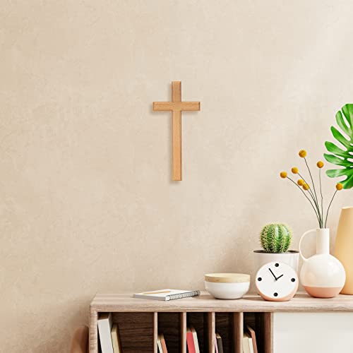 Archoban Wooden Crosses Wall Decor, 12 Inch Catholic Wall Cross Decorations For Home, Light Brown #TOP7