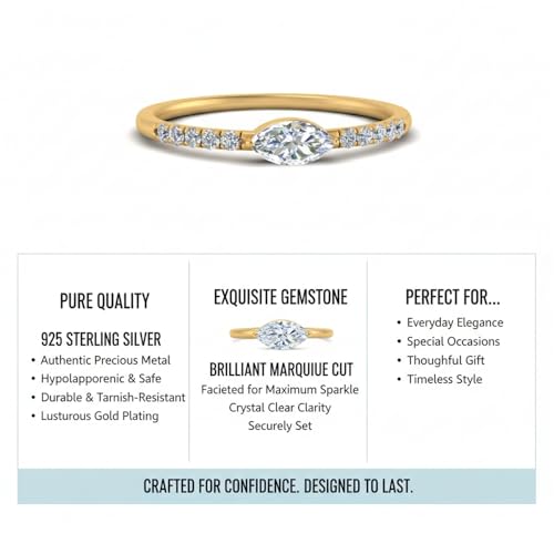 Bague de mariage marquise en plaqué or jaune pour briller au quotidien - 3
