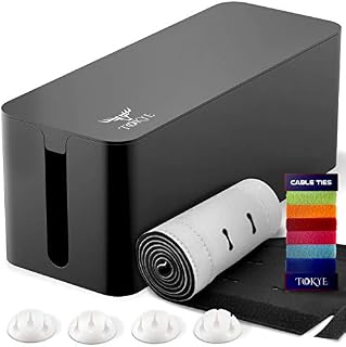 Cable Management Box, Cord Organizer and Cover with Cable kit - Desk, Wall