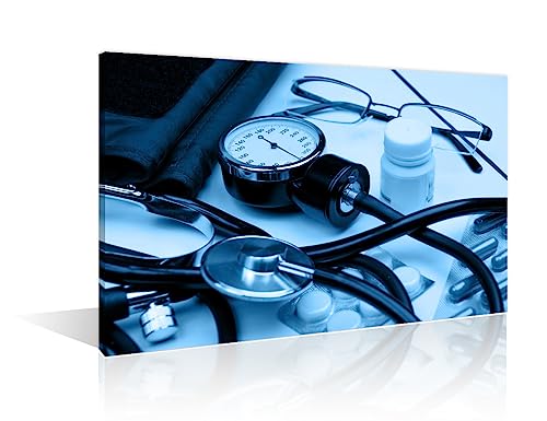 Image of TUMOVO 1 Panel Home Decor Medical Examination Wall Decor for Living Room Stethoscope Artwork Wall Decor for Bedroom Posters and Prints Framed Ready to Hang (12 inch Wx18 H)