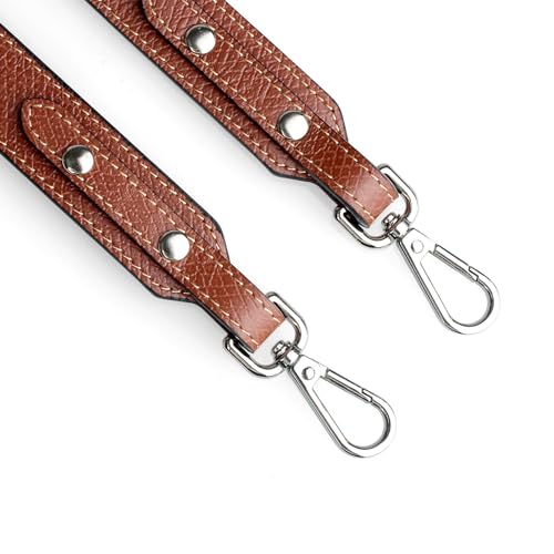Image of jiesinlov Cowhide Bag Straps Replacement Crossbody Adjustable Shoulder Strap for Small Le Pliage (Brown Leather Silver Buckles)