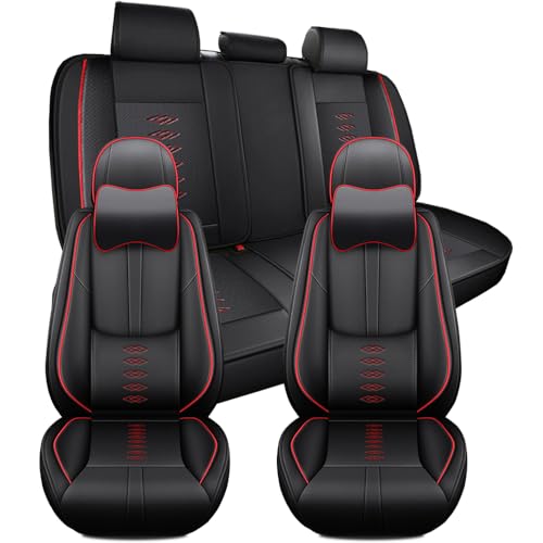 Image of Car Seat Covers for Toyota Camry 2012-2025 2026,Waterproof Leather Seat Covers 5-Seats Luxury,Car Interior Accessories with Airbag,Car Seat Protectors for Camry(Black+Red)