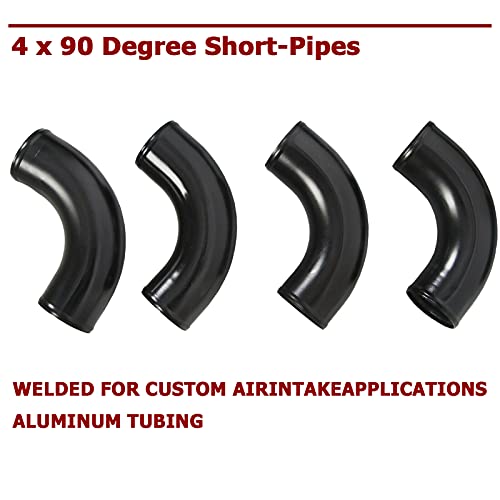 28"x7"x2.5" Universal Intercooler Kit with Front Mount Intercooler + 12pcs 2.5" Chrome Piping + 12pcs Coupler Hoses + 24pcs T-Bolt Clamps (Black Intercooler) - Image 5