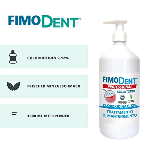 Fimodent Mundspülung - Chlorhexidin 0,12% mit SPDD (Dental Discolour Protection System) und angenehmem Minzgeschmack - Verlängerte Anti-Plaque- und antibakterielle Behandlung - 1000 ml mit Spender – Bild 3