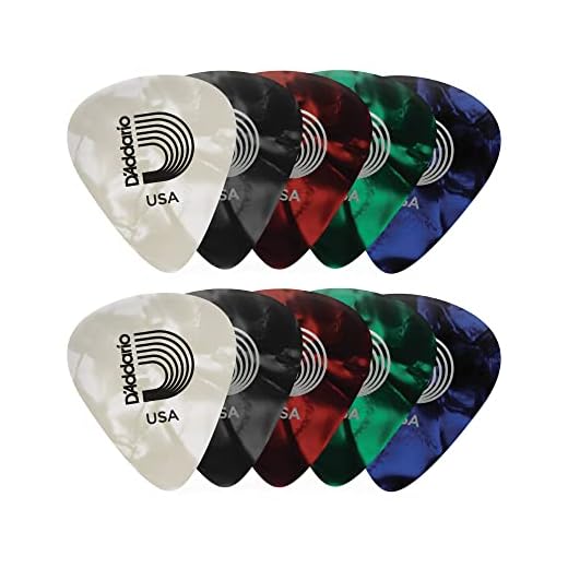 D'Addario Celluloide Plettri Chitarra - Plettro Chitarra Classica - Plettri Chitarra Elettrica - Plettri Chitarra Acustica - Assortito, medio, confezione da 10 pezzi