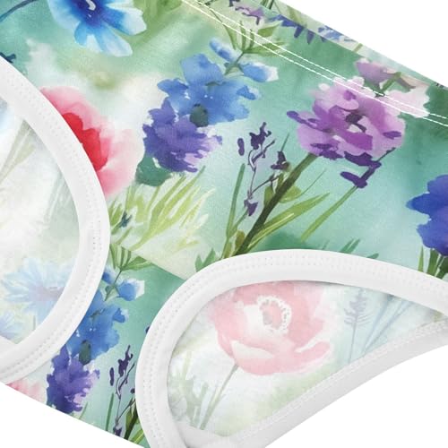 Colorful Wildflowers Lush Meadow Little Girl Panties Toddler Underwear Custom Cotton Animals Briefs Girls Undies 2t4
