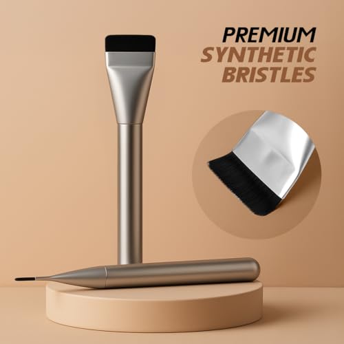 Image of Gleva Glass Skin Foundation Brush Ultra Thin - Flat Kabuki Travel Makeup Brush for Liquid Foundation Cream, Powder, Concealer Blending - Soft Dense Bristle Korean Makeup Brush For Women & Girls