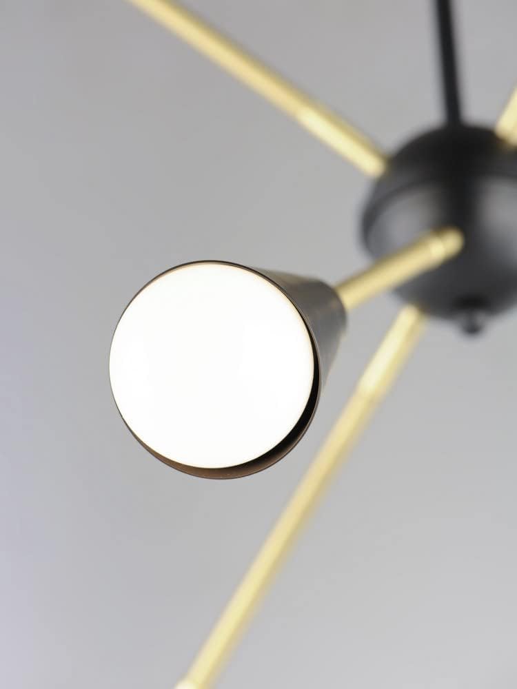 Maxim Lighting Lovell 6-Light Pendant Light | Black/Satin Brass Finish | Mid-Century Kitchen Dining Pendant | 11266BKSBR-BUL