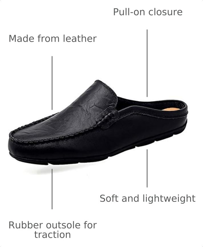 Image of Go Tour Mens Mules Clog Slippers Breathable Punching Leather Slip on Shoes Casual Loafers