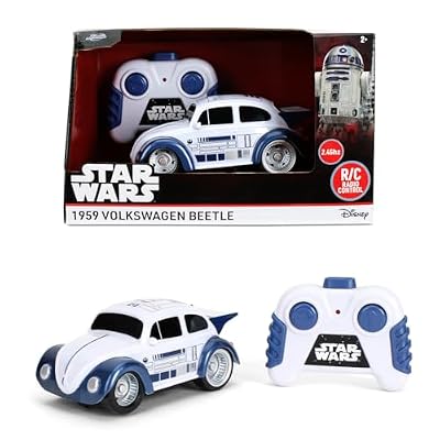 Jada Star Wars R2-D2 Volkswagen Beetle RC Car 1:32 Scale Simple Function Remote Control Toy Toys