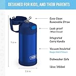 THERMOS FUNTAINER 12 Ounce Stainless Steel Vacuum Insulated Kids Straw Bottle, Blue - Image 3