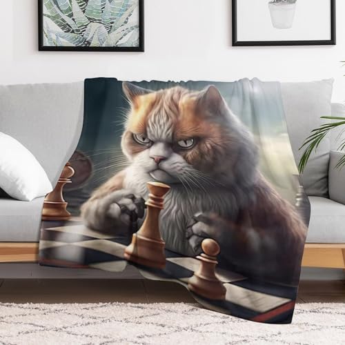 Couverture jeté flannel chat grand format pour sieste sur sofa - 3