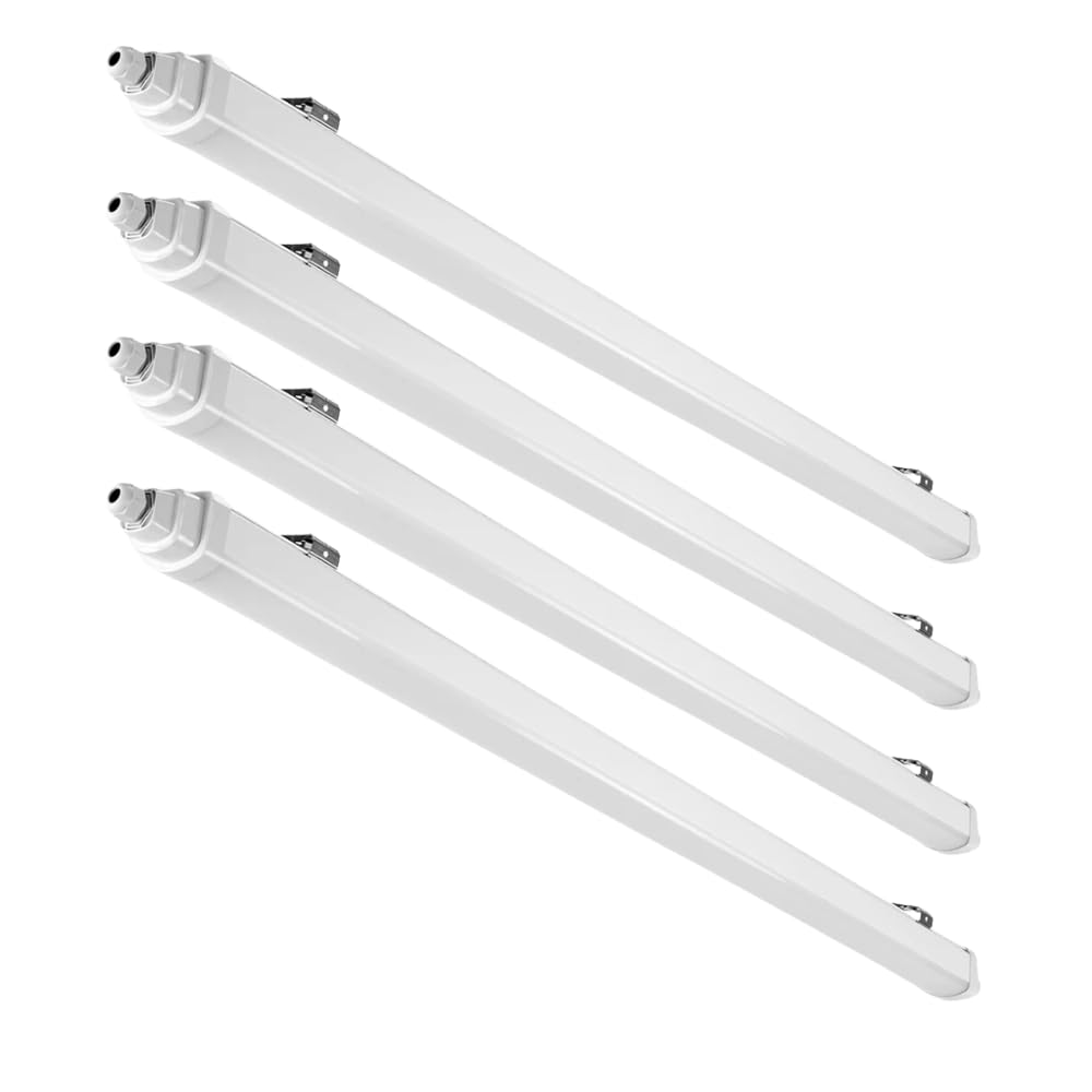 LUXULA 4x LED Feuchtraumleuchte 120cm Wannenleuchte 36W 4000K Neutralweiß 4320lm - Verknüpfbar - IP65 Wasserdicht - LED Werkstattlampe flach Kellerlampe Garagenlampe - Reihenschaltung