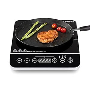 Navaris Single Portable Induction Cooktop – 1 Burner Countertop Stove – 1800W Electric Kitchen Glass Top Hot Plate for Cooking 13.9″ x 11.4″ x 2.5″