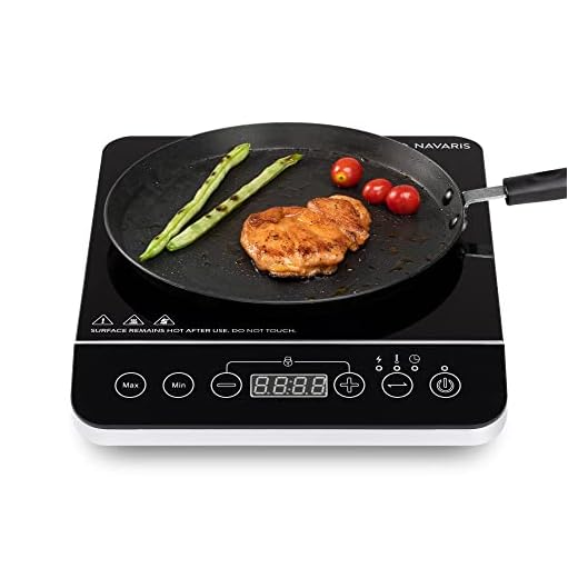 Navaris Single Portable Induction Cooktop - 1 Burner Countertop Stove - 1800W Electric Kitchen Glass Top Hot Plate for Cooking 13.9" x 11.4" x 2.5"