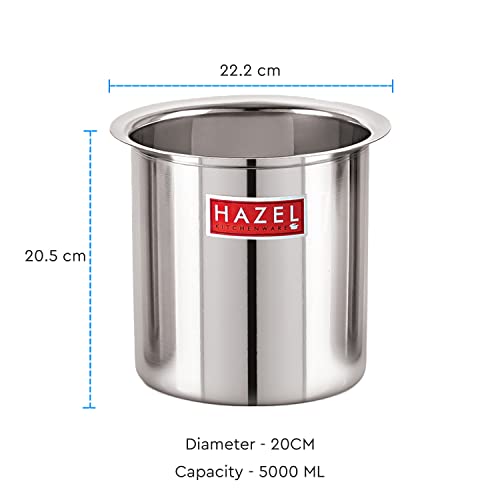 Image of HAZEL Steel Milk Pot with Lid | 5000 ml Stainless Steel Milk Boiler Container | Milk Boiling Vessel Gunj for Kitchen