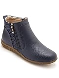PEDICONFORT - Bottines en cuir à double zip pour femme, Bleu, 4 UK