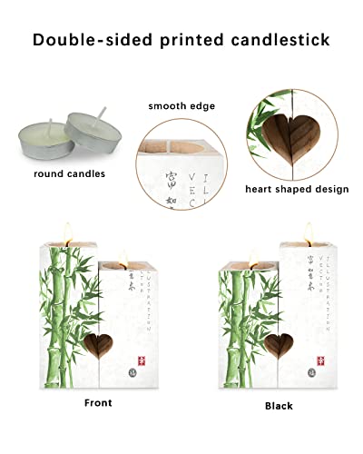 Candle Holder, Chinese Bamboo Candle Holders, Heart Shaped Candlestick Holders, Wooden Candle Holder For Living Room Decor Wedding, Personalized Gifts #TOP1
