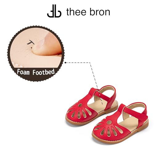 Image of THEE BRON Toddler Girls Closed-Toe Sandals Sweet Retro Cutout Summer Dress Shoes