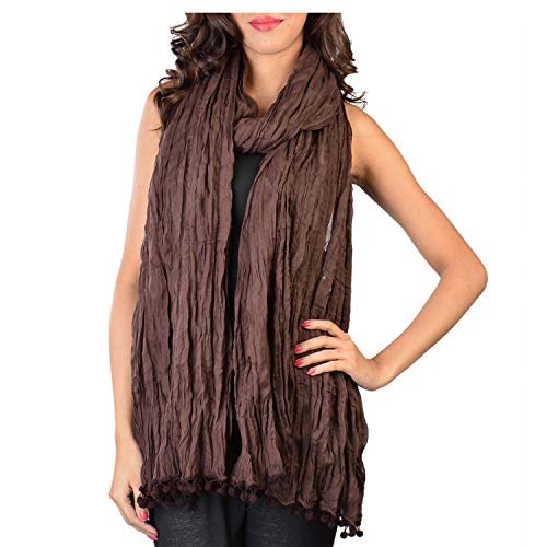 Cotton Solid Colors Women Dupatta scarves Shawl (Dark Brown)2