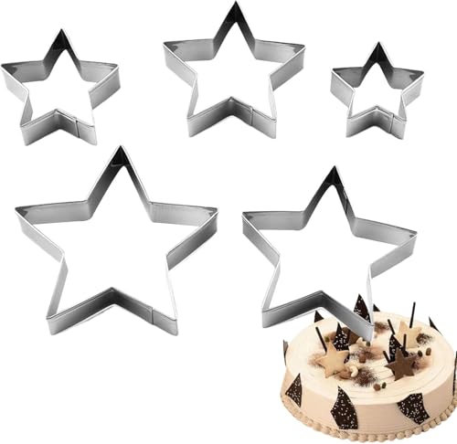 5pcs Star Cookie Cutter - Small Cookie Cutters - 5 Sizes of Stainless Steel Star Cutters - Perfect for DIY Baking and Cake Decoration
