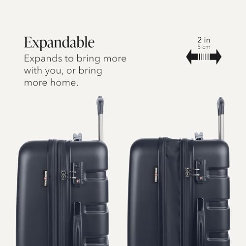 Image of SwissGear 7366, Navy, Checked-Medium 23-Inch, Signature Hardside Expandable Luggage With Spinner Wheels