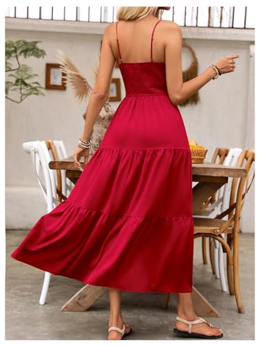 Image of BEAUDRM Women's Summer Maxi Dresses Boho Summer Wedding Guest Dress Beach Vacation Outfits Cruise Flowy Milkmaid Sundresses