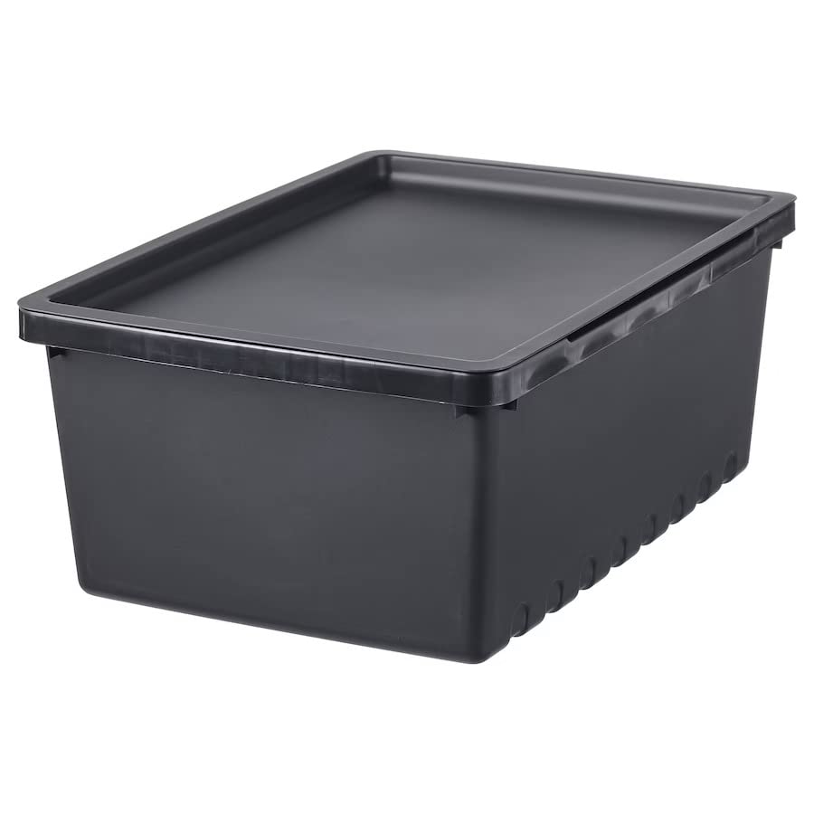 Ikea durable Storage box with lid, 35x25x14 cm / 9 l, Polypropylene plastic, [black ]