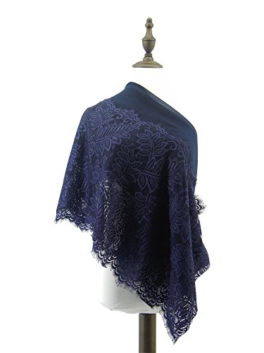 Women Lightweight Fashion Lace Scarf Winter Wrap Shawl Gzcvba Soft Evening Coverup (Navy)