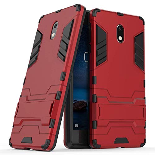 Coque Nokia 3 avec béquille et double couche protectrice rouge pour visionner vos vidéos partout
