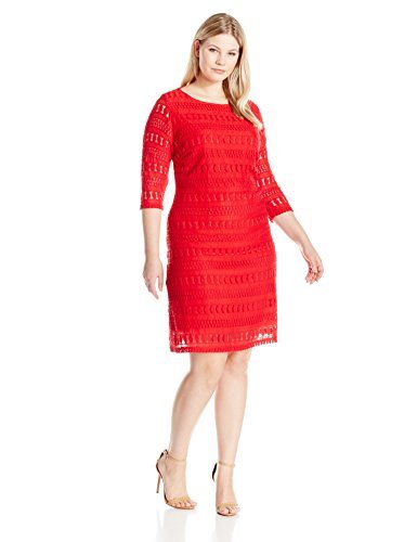 Sharagano Womens Plus Size Lace Dress With Three Quarter Sleeves |  Desertcart Samoa