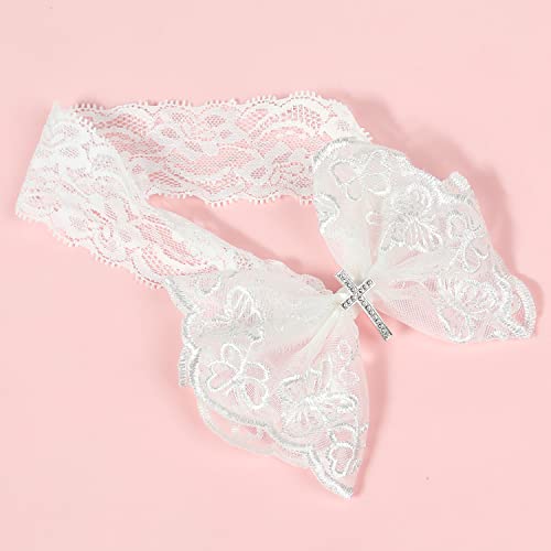 BBTDIN Baby Baptism Headband Bow Newborn Christening Hair Band Baby Baptism Lace Headwear BBG48 (C2-Cross Set)3