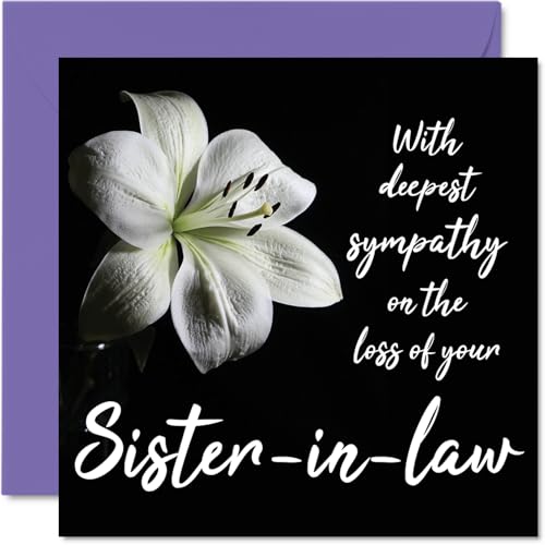 Sympathy Cards - With Deepest Sympathy On The Loss Of Your Sister in law Card - Sorry Mourning Bereavement Cards for Adults, 145mm Condolences Thinking of You Card, Flowers Greeting