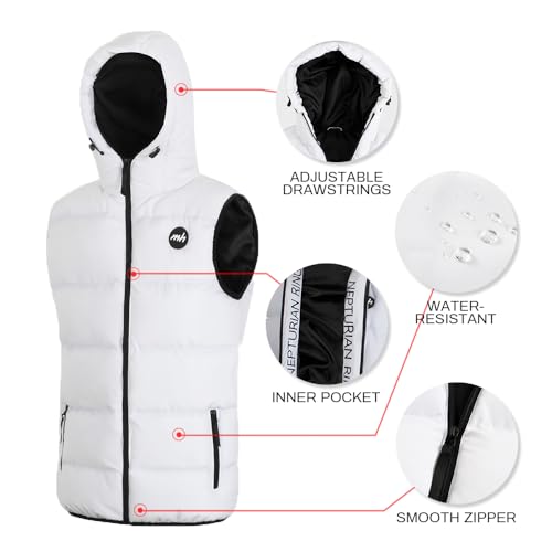Image of MADHERO Men's Puffer Vest with Hood Water-Resistant Puffy Vests Outerwear Sleeveless Jacket