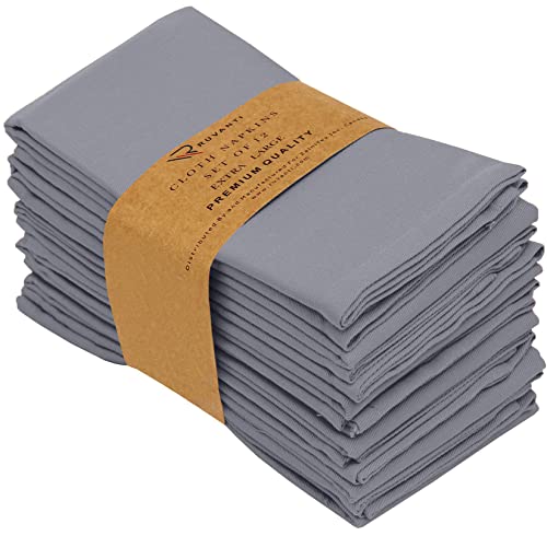 RUVANTI Kitchen Cloth Napkins 12 Pack 18X18 Inch Dinner Napkins Soft, Comfortable, Reusable Napkins, Durable Linen Napkins, Perfect Table Napkins, Charcoal Grey Napkins for Dinners, Parties & Wedding.