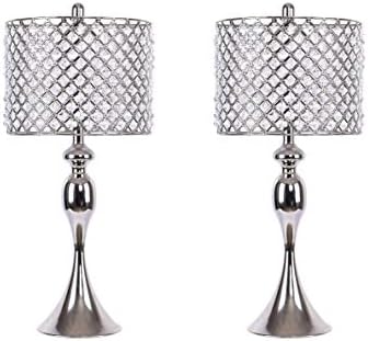 Grandview GalleryAshland 27" Metal Table Lamps Set of 2, Desk Lamp, Bedside Lamps for Night Stands, Nightstand Lamp, Small Lamp, Small Table Lamps for Living Room Set of 2 (Square Clear Crystal)