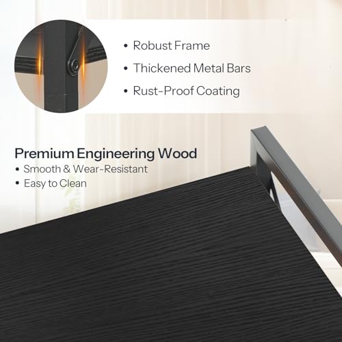 Image of HOOBRO Bookshelf, 3-Tier Industrial Bookcase, Book Shelf Storage Organizer, Bookshelf with Metal Frame for Living Room, Bedroom, Home Office, Kitchen, Black BB718SJ01